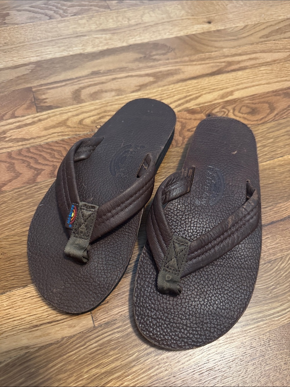 Rainbow Men's Luxury Leather (oak) Single Layer Arch Support size 8.5-9.5